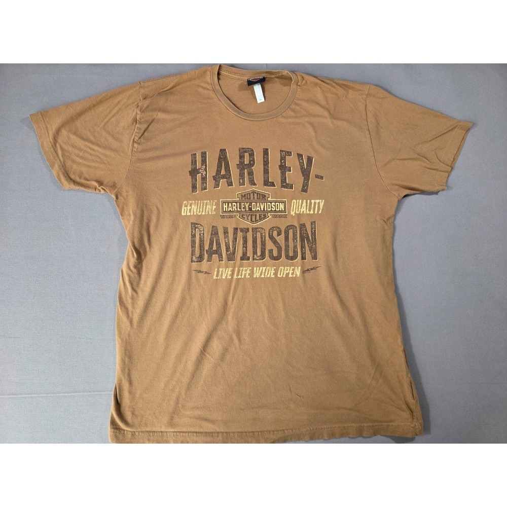 Harley Davidson Shirt Mens 2 Extra Large Brown Bedford Texas Edition Lone Star